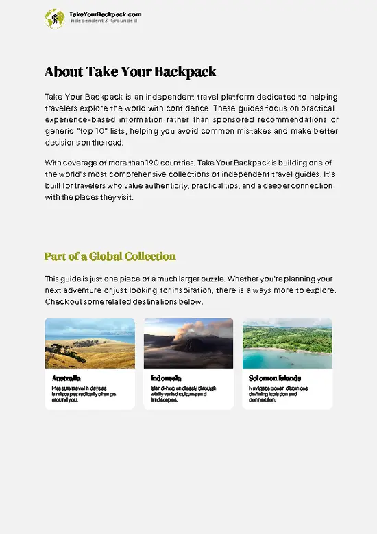 example page 1 from our offline Travel Guide for Papua New Guinea